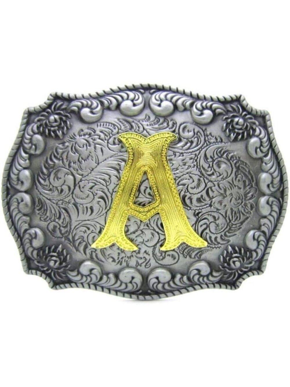 Unisex A Imported Western Silver Large Belt Buckle Initial Letters Rodeo
